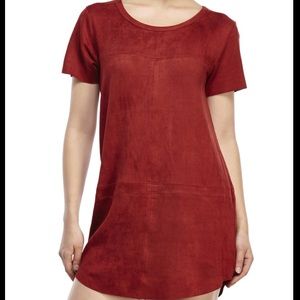 Olivaceous Suede Red Raw Hem Dress Size M
